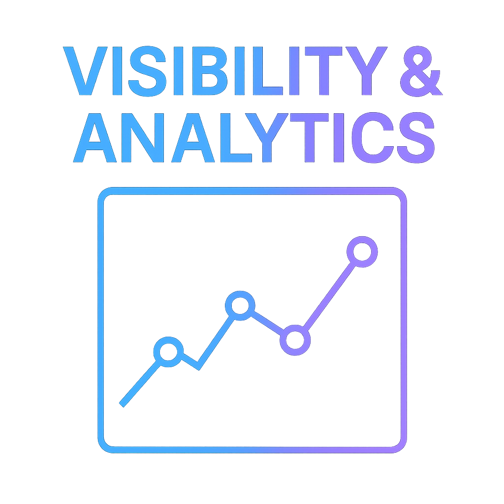 Graph with rising trend lines, representing visibility and analytics.