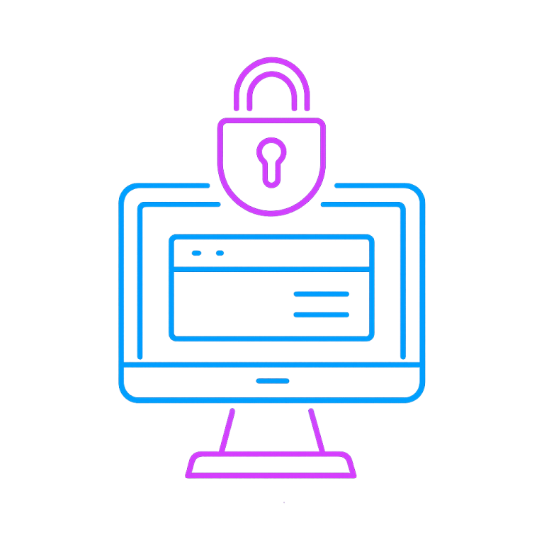 Computer screen with a padlock above, symbolising online security.