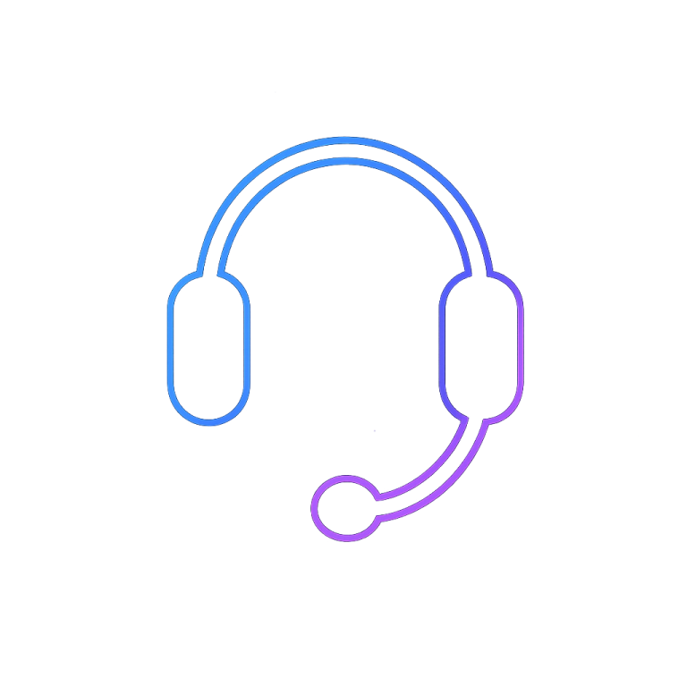 Headset with microphone, indicating support or communication services.