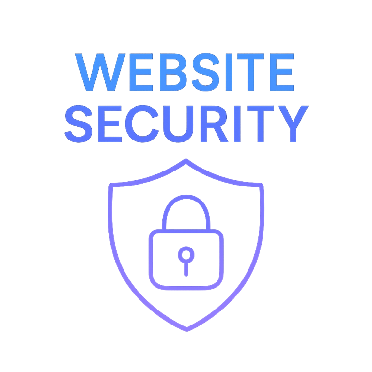 Shield icon with a padlock, representing website security.