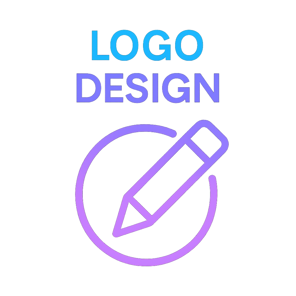 Logo design featuring a pencil inside a circular outline.