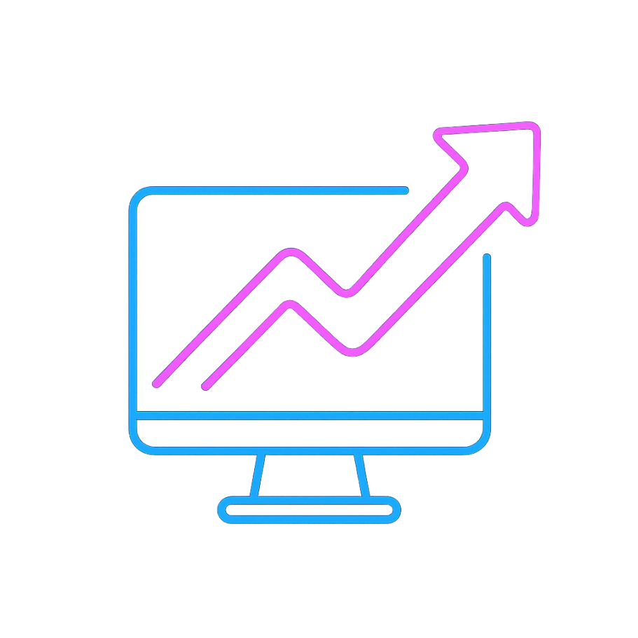 Line graph on a computer screen showing an upward trend.
