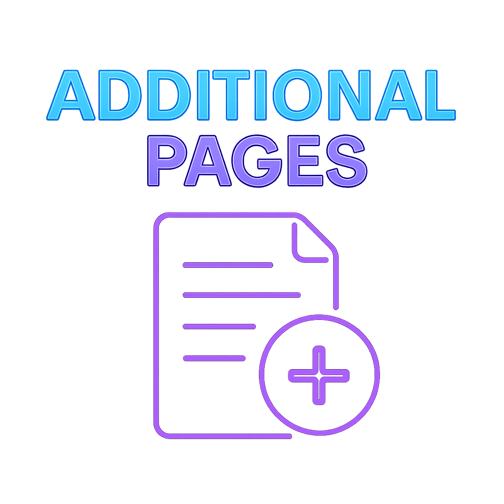 Text reading "Additional Pages" with a document icon and a plus sign.