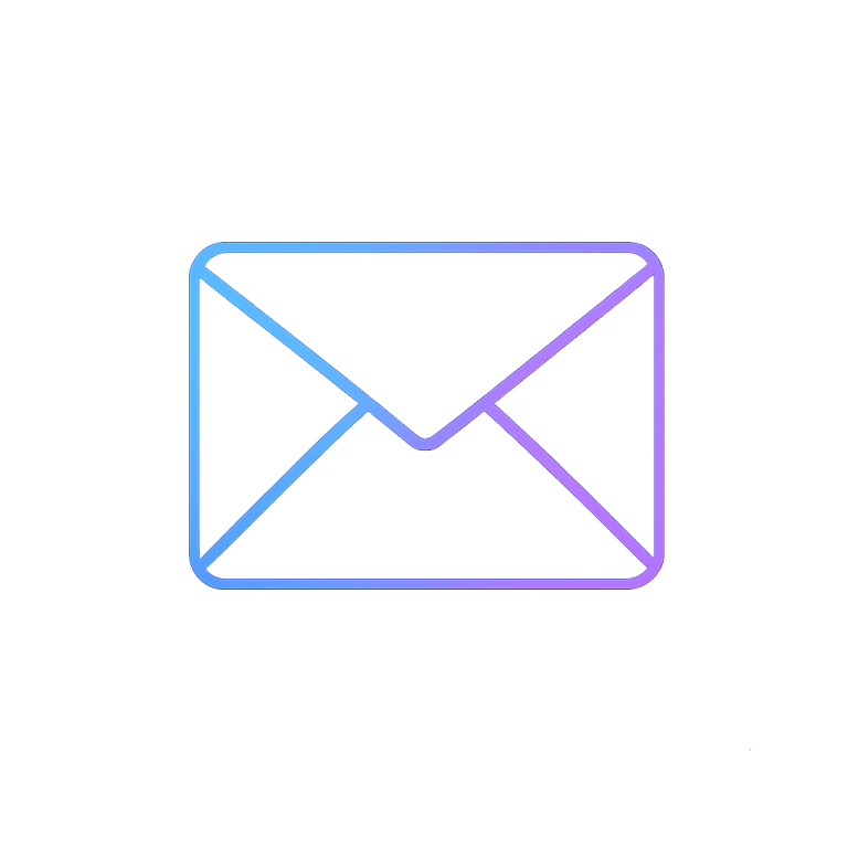 Stylised envelope icon in blue and purple gradient.